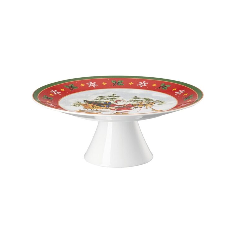 HAPPY WINTERTIME, FOOTED TART PLATTER/STAND LARGE