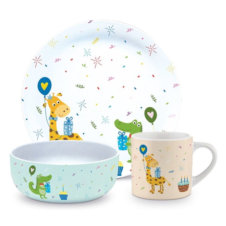 CHILDREN SET PORCELAIN - GIFT BOXED, "CROCO & GIRAFFE'