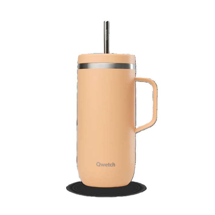 INSULATED COLD CUP, S/S, APRICOT MATT, WITH HANDLE, 600 ML