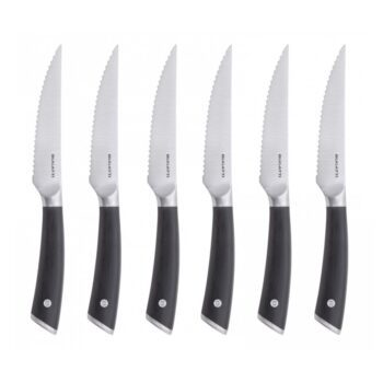 BRASSER, 6-PC SET OF STEAK KNIVES WITH FLAT BLADE IN WOODEN BOX