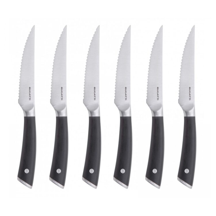 BRASSER, 6-PC SET OF STEAK KNIVES WITH FLAT BLADE IN WOODEN BOX