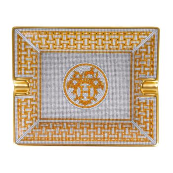 MOSAIQUE GOLD RECTANGULAR ASHTRAY 19.5 X 16 CM