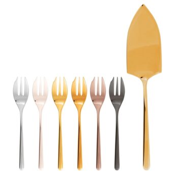 CAKE SET, 6 FORKS AND SERVER LINEAR PVD MIX & PLAY