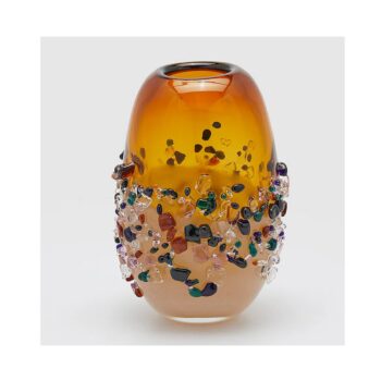 OVAL VASE GEMS AMBER, H:25 CM, L:18 CM