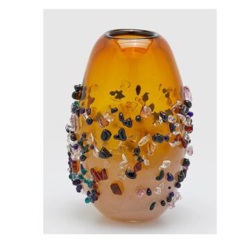 OVAL VASE GEMS AMBER, H:29 CM, L:21 CM