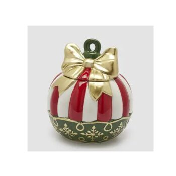 XMAS ROUND BOX NEVE, H:17.5 CM, D:16 CM