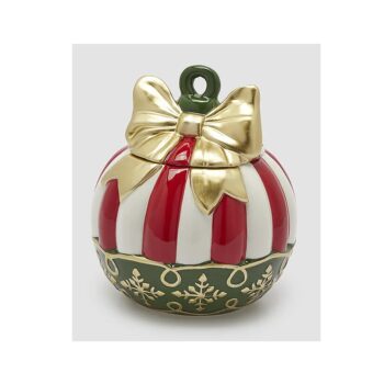 XMAS ROUND BOX NEVE, H:21 CM, D:18.5 CM