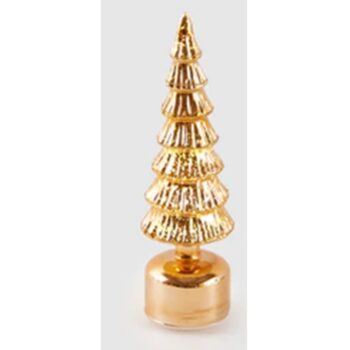 DECORATIVE XMAS TREE IN GOLD,  W.MUSIC+MOV+LED H:35 CM, D:9.5 CM
