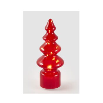 DECORATIVE XMAS TREE RED, W.MUSIC+MOV+LED.H:29 CM, D:12 CM