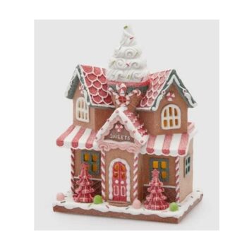 DECORATIVE GINGERBREAD HOUSE LED, H:28.5 CM, L:21 CM