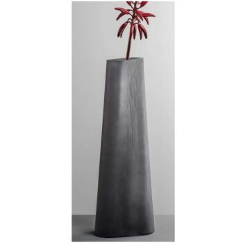 TURNO VASE GREY SAT., GIFT-BOXED, H:34 CM