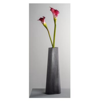TURNO VASE GREY SAT., GIFT-BOXED, H:42 CM