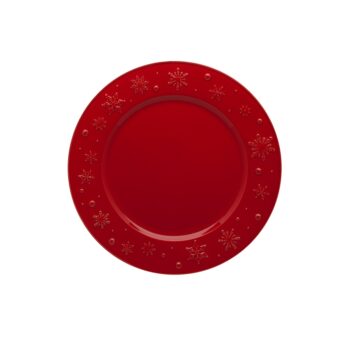 SNOWFLAKES RED, CHARGER PLATE D:34 CM