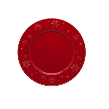 SNOWFLAKES RED, DINNER PLATE D:28 CM