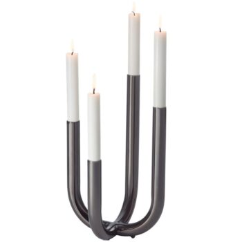FESTIVE CANDLEHOLDER, S/S, BLACK CHROME H:30 CM