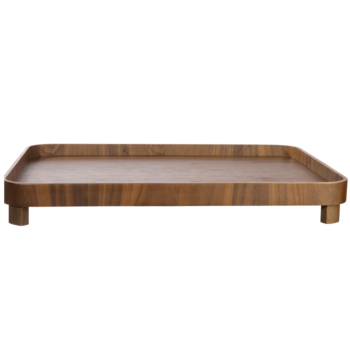 WOODEN TRAY WITH FEET, RECTANG. WALNUT, 45.5 X 36 CM, H:5.5 CM