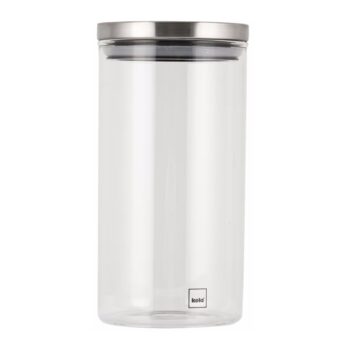 GLASS CANISTER WITH S/S LID, H:19.5 CM, D:9.5 CM, 1.0 LT