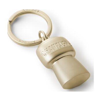 CHAMPAGNE KEYRING, ZINC ALLOY, MATT GOLD-PLATED