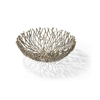 CORAL BOWL D:48 CM, ALUMINIUM, BRASS, ANTIQUE FINISH