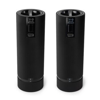 LINE, ELECTRIC GIFTSET OF PEPPER + SALT MILL, MATTE BLACK, U'SELECT, H:15 CM