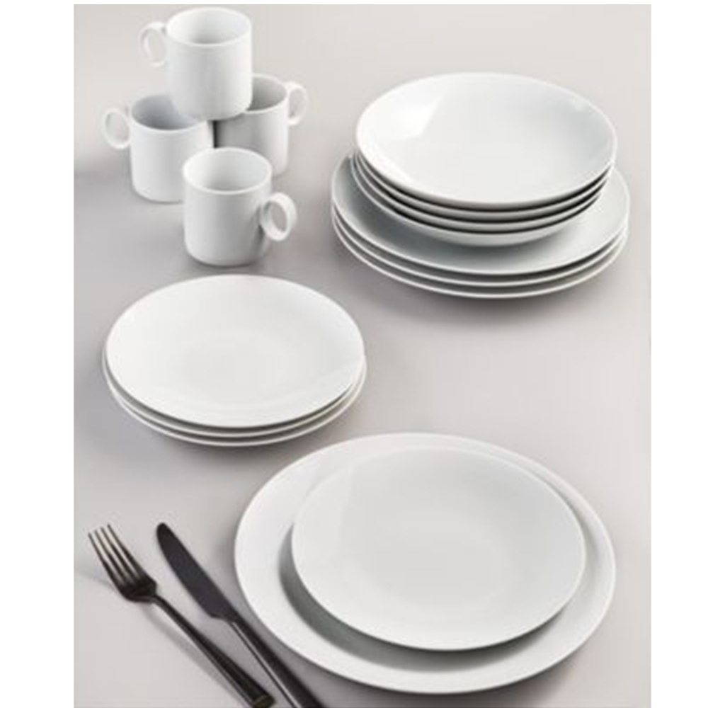 LOFT WHITE, SET OF 4 DINNER, 4 DESSERT, 4 SOUP PLATES & 4 MUGS