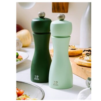 TAHITI DUO, WATER (GREEN) SALT & PEPPER MILL SET, PEFC, H:15 CM