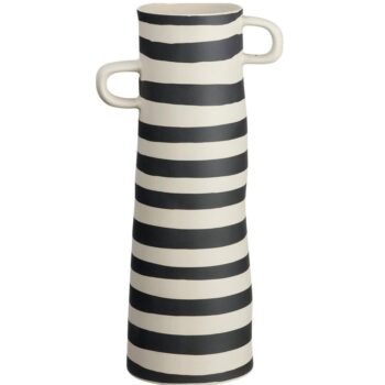 RAYU, VASE STRIPPED, STONEWARE H:28 CM, D:10 CM