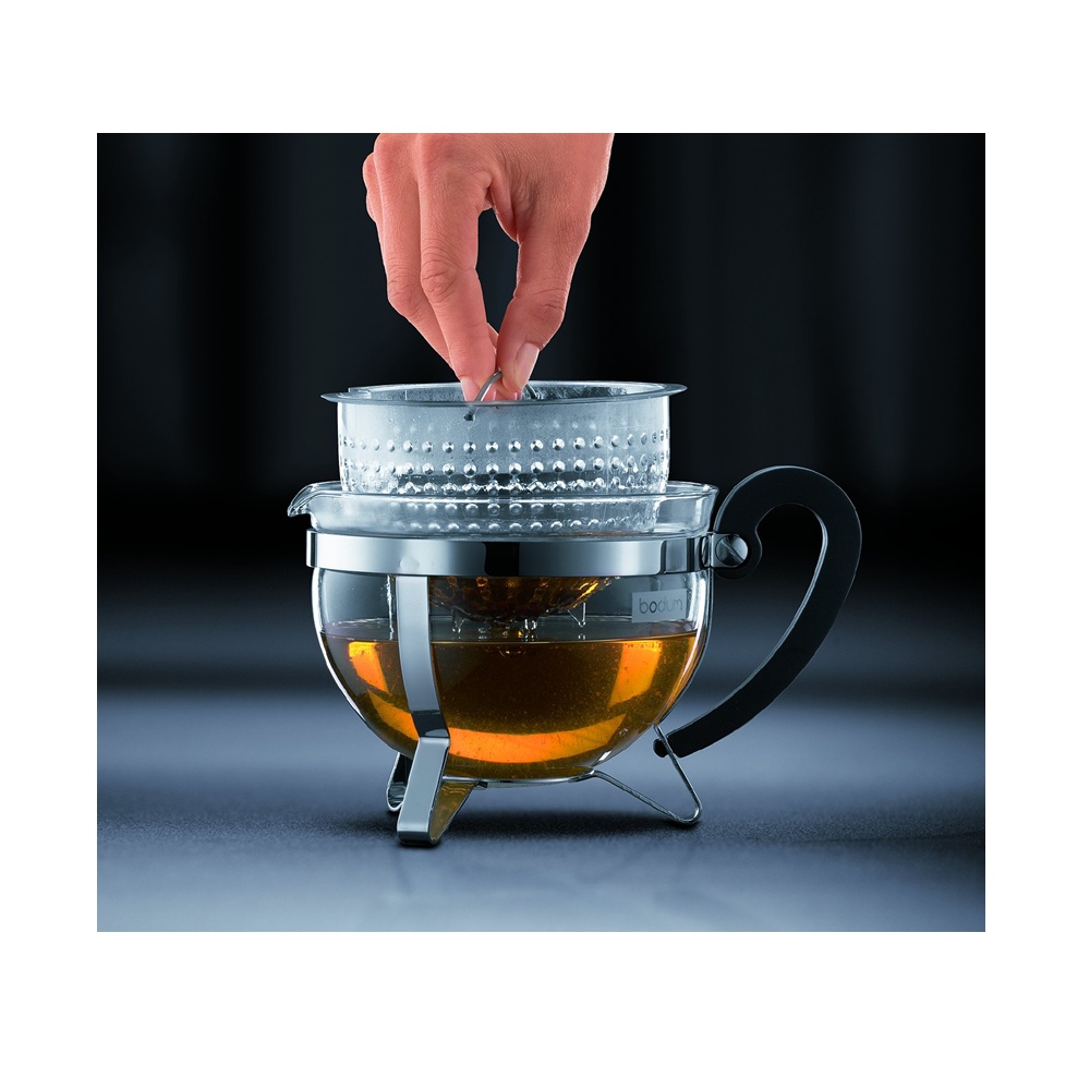 CHAMBORD TEAPOT WITH BLACK LID AND PLASTIC FILTER 1.0 LT
