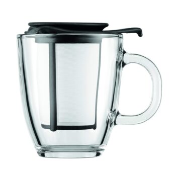 YO-YO SET MUG & TEA STRAINER, 0.35 LT, BLACK