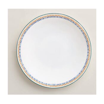 HERMES EN CONTREPOINT GREEN THREAD, AMER. DINNER PLATE NO.1 D:27.5 CM