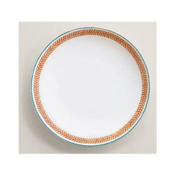 HERMES EN CONTREPOINT GREEN THREAD DESSERT PLATE NO.1, D:21 CM