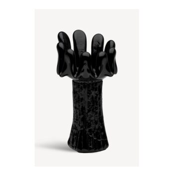 SUNFLOWER CIRCULAR VOTIVE, BLACK H:180 MM
