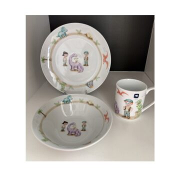 "DINO", 3-PCS CHILDREN DISHES SET, GIFT-BOXED