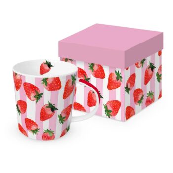 TREND MUG - GIFT BOXED "STRAWBERRY & STRIPES"