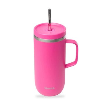 INSULATED COLD CUP, S/S, MATT MAGENTA WITH HANDLE, 600 ML