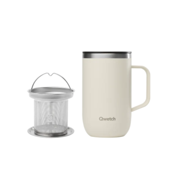 INSULATED MUG WITH HANDLE, S/S,  WHITE SAND MATT, 470 ML